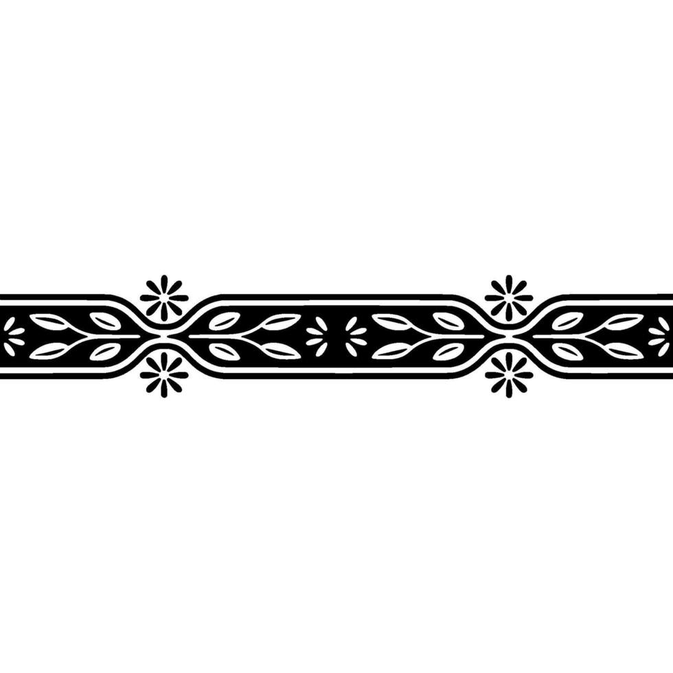 Elegant Floral Border, Black and White, Decorative Element, Ornament - Leaves vector