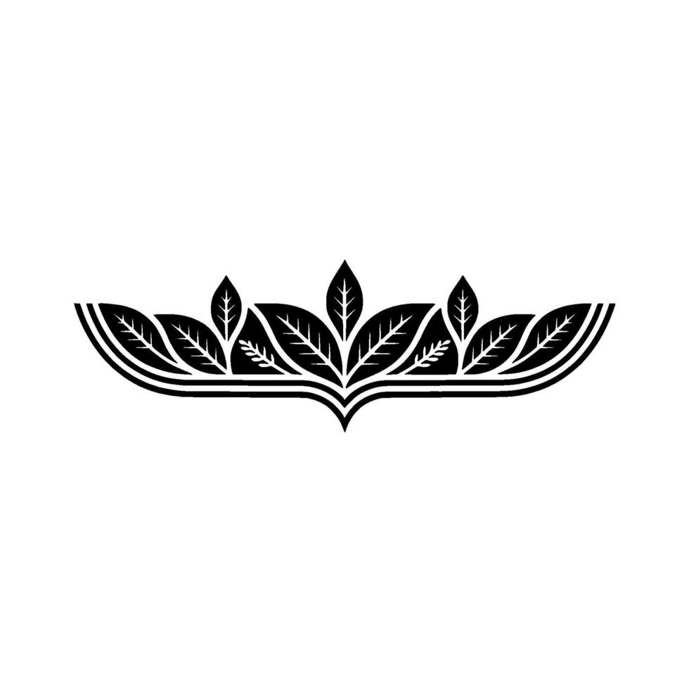 Minimalist Leaf Ornament Elegant Black White vector