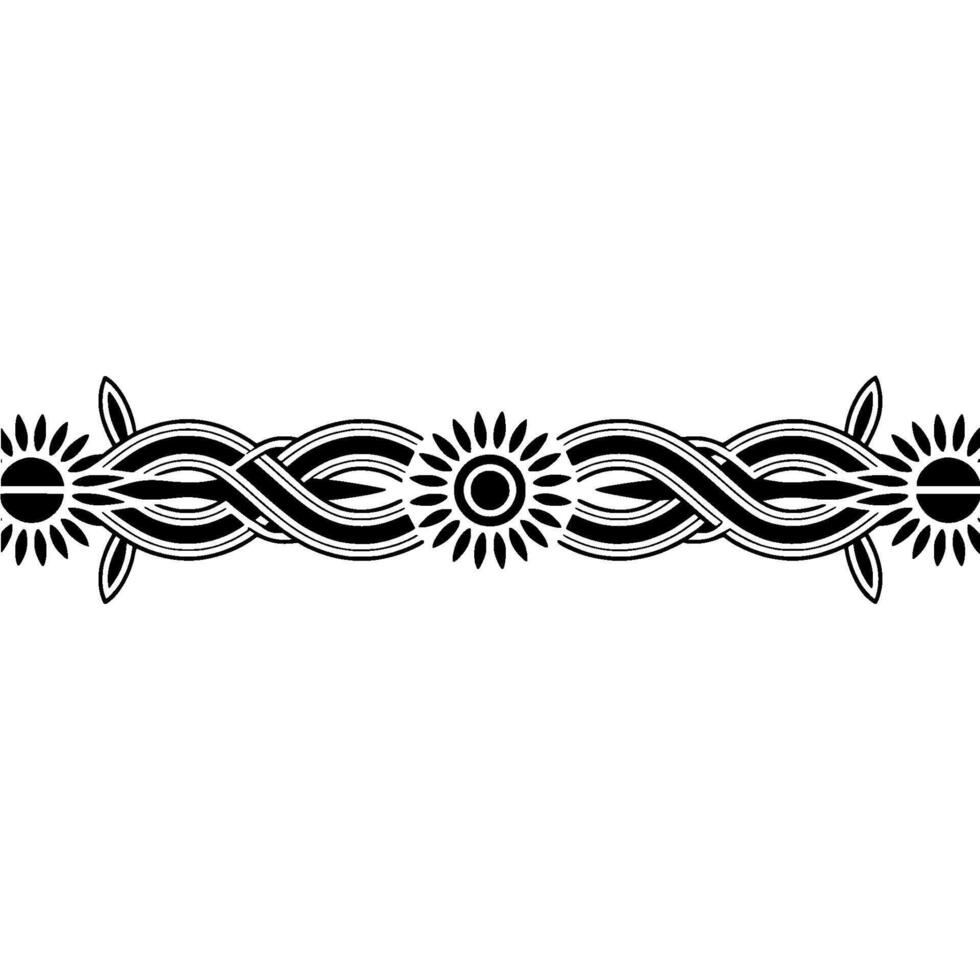 Geometric Floral Border, Art Deco Style, Element vector