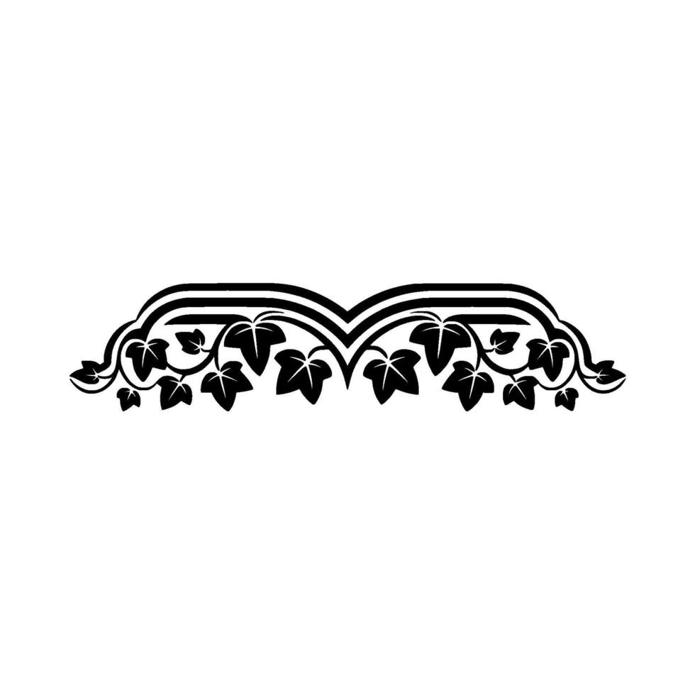Decorative Floral Border, Black Leaves and Vines, Minimalist vector