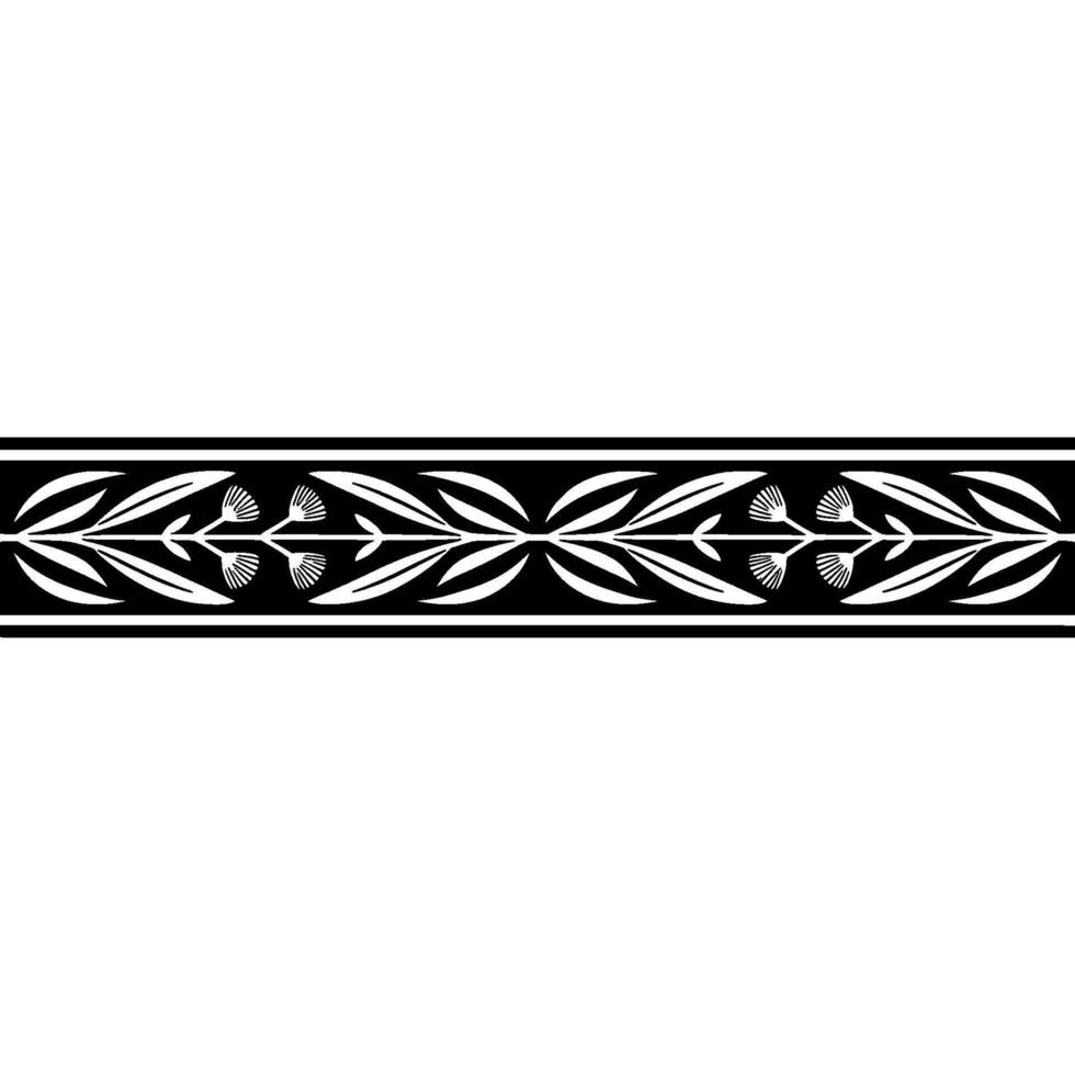 Elegant Black and White Floral Border, Symmetrical vector