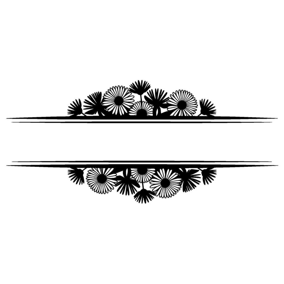 Floral Divider with Text Space Elegant Black White vector