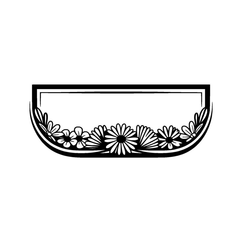Floral Frame Illustration - Black and White vector