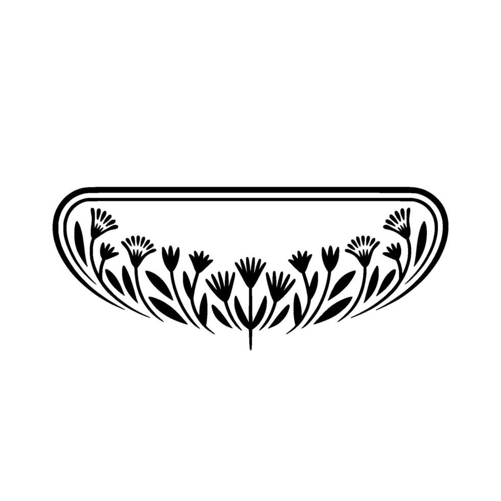 Elegant Floral Frame, Black White, Decorative Border Element vector