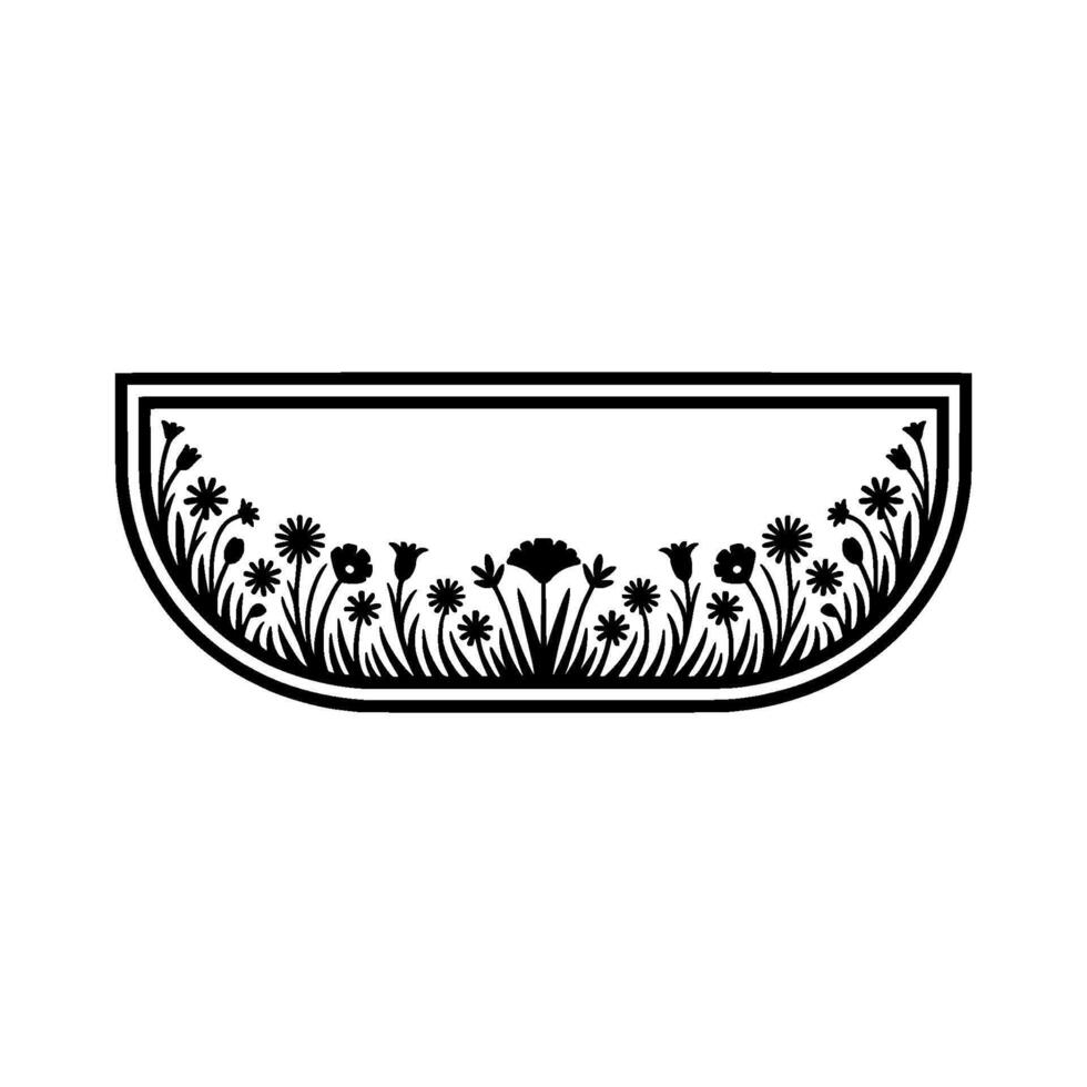 Black Floral Border Element on White Background - Silhouette vector