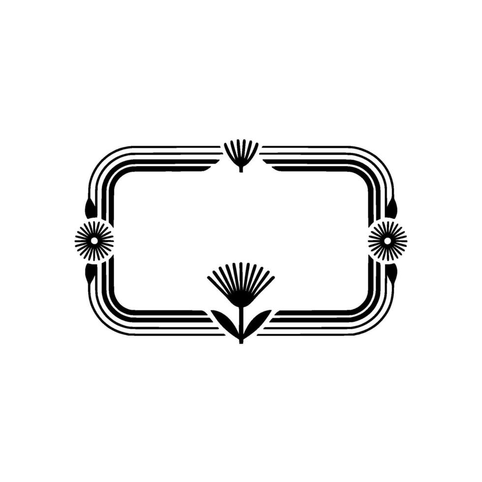 Minimalist Floral Frame in Black and White with Gold Accents vector