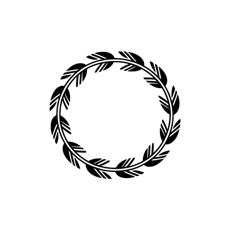 Minimalist Black Leaf Wreath on White Background Element vector