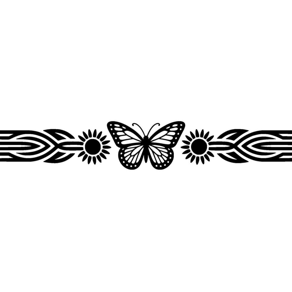 Butterfly, Sunflower, and Decorative Element on White vector