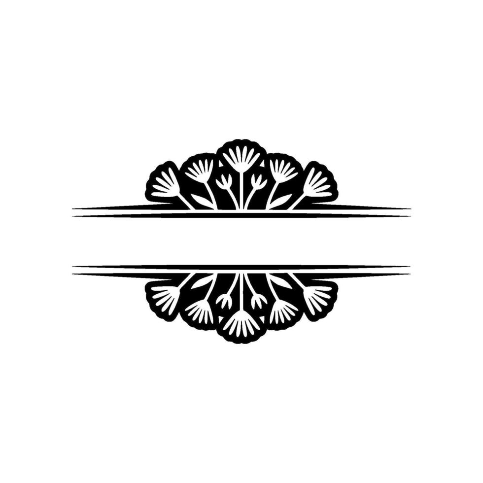 Elegant Floral Divider with Blank Space - Black White vector