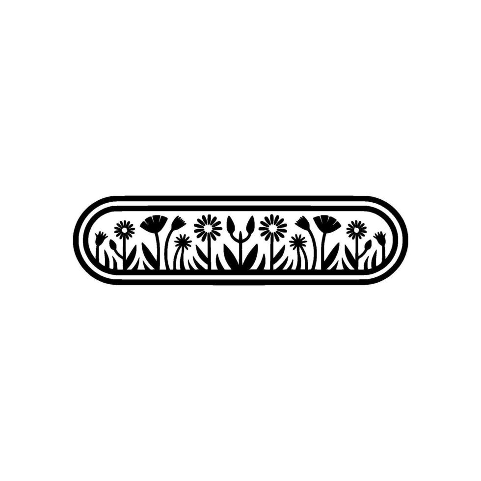 Minimalist Floral Emblem Black and White Botanical vector