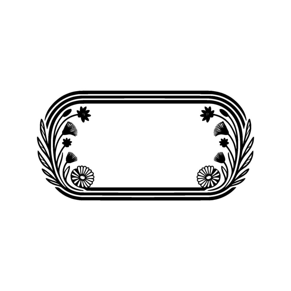 Elegant Floral Frame Illustration - Black and White, Minimalist vector