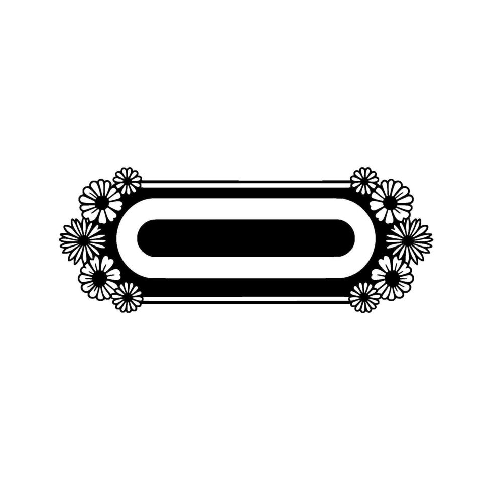 Floral Retro Frame Black White for Branding Decor vector