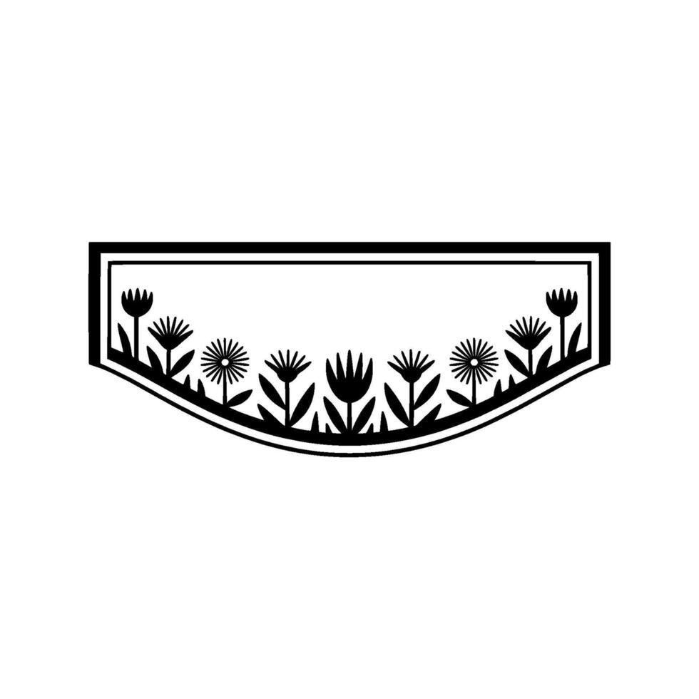 Minimalist Floral Frame in Black and White - Decorative Element vector