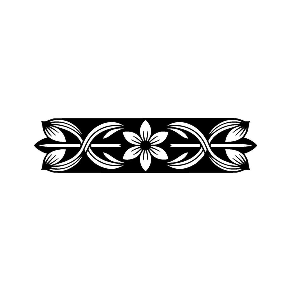 Elegant Floral Border Black and White Element - Ornament - Decoration vector
