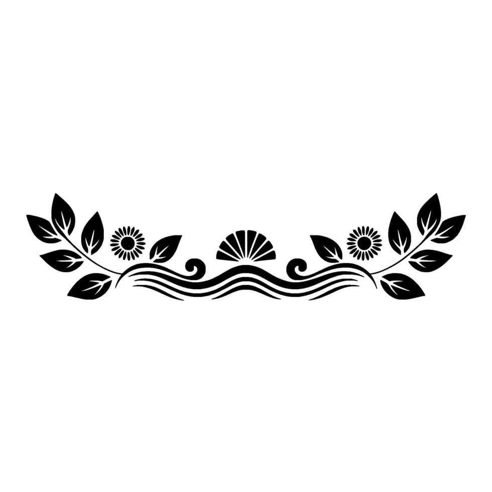 Elegant Black Floral Border on White Background - Monochrome - Leaves vector