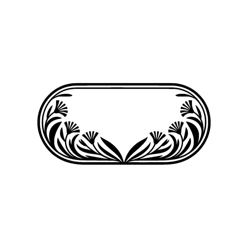 Elegant Art Deco Floral Frame Black on White vector