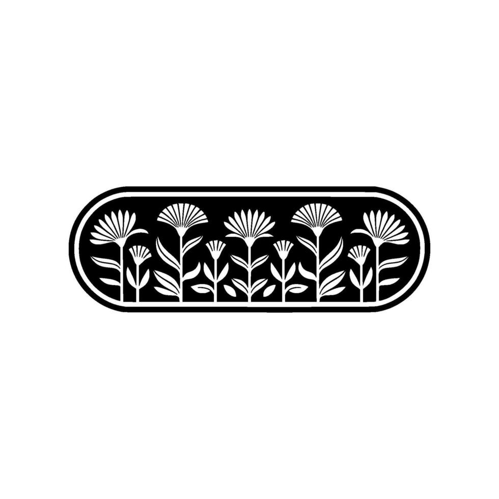 Stylized Floral Border Element in Black and White, Minimalist vector