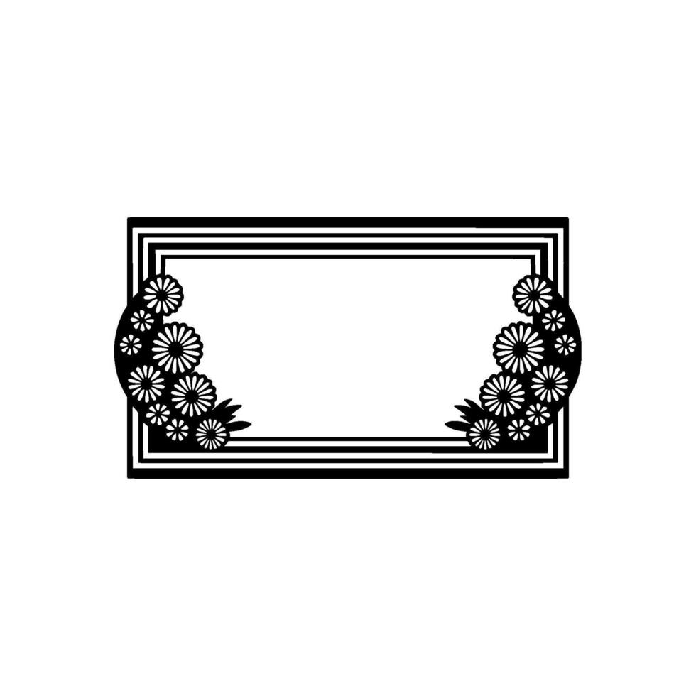 Floral Frame in Black and White Minimalist vector