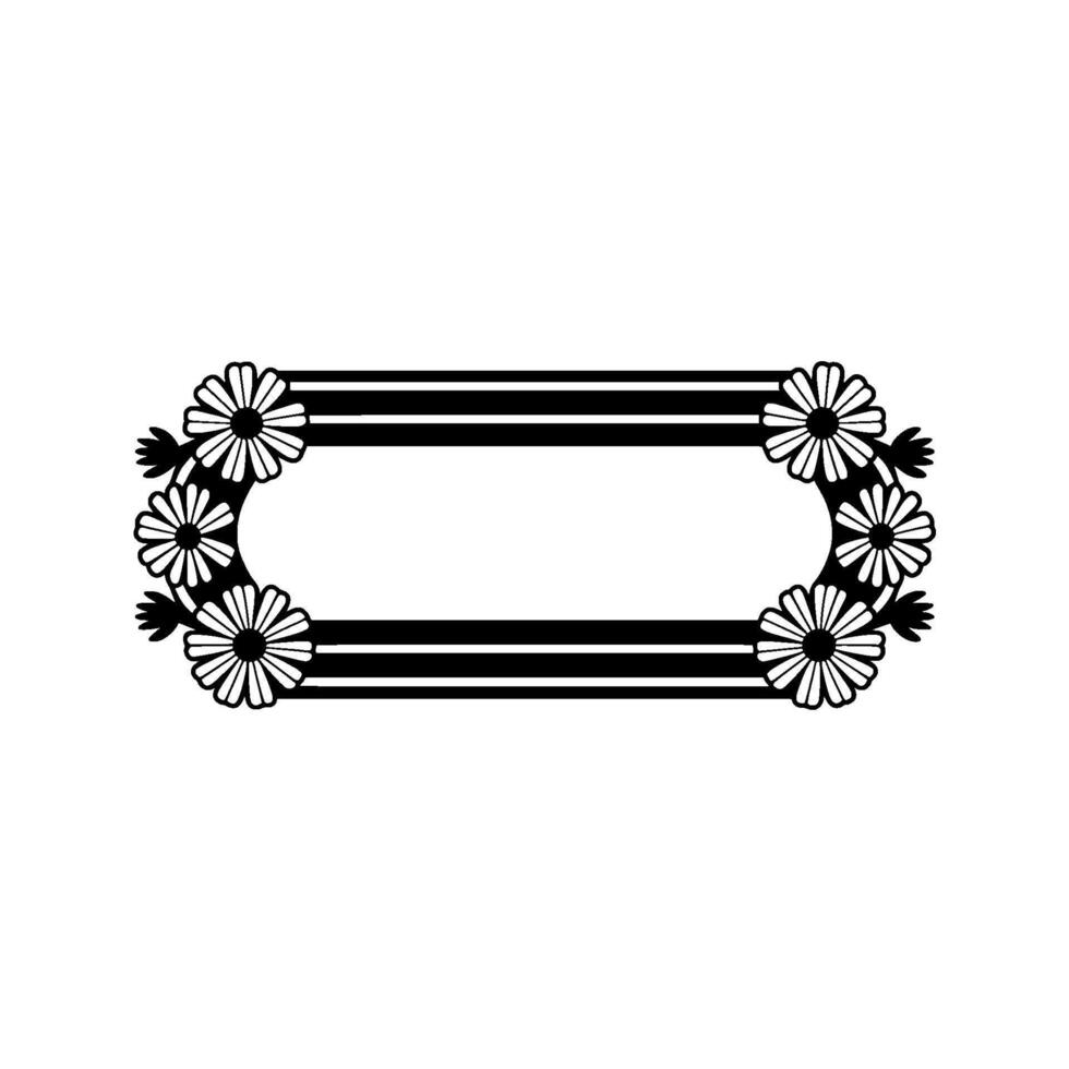 Elegant Daisy Floral Frame in Black White vector