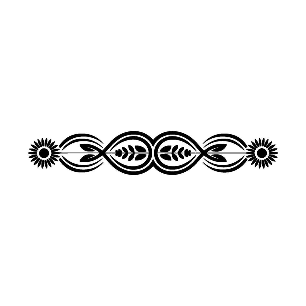 Elegant Floral Border Element in Black on White vector