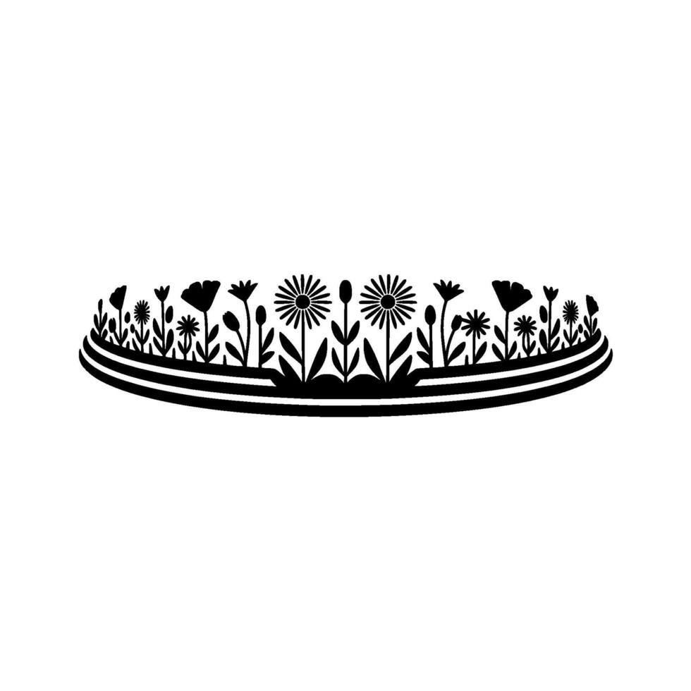 Black Floral Garland Silhouette on White Background vector