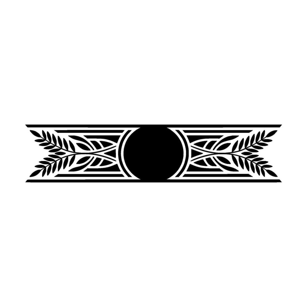 Black and White Art Deco Banner with Leafy Accents vector