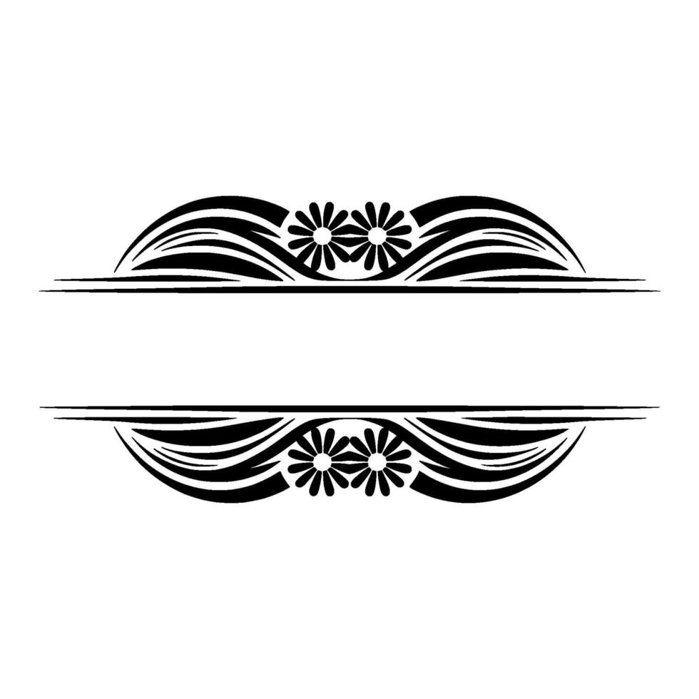 Floral Symmetry Black and White Element for Invitations vector