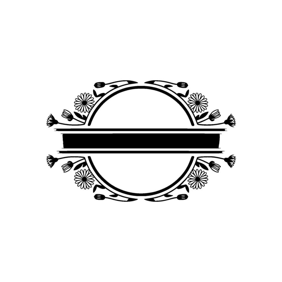 Elegant Floral Circle Frame with Ribbon - Minimalist vector