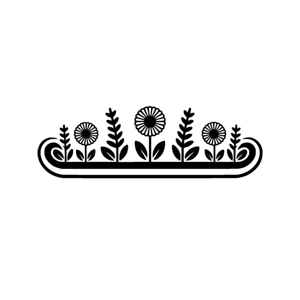 Minimalist Floral Border in Black and White - Illustration vector
