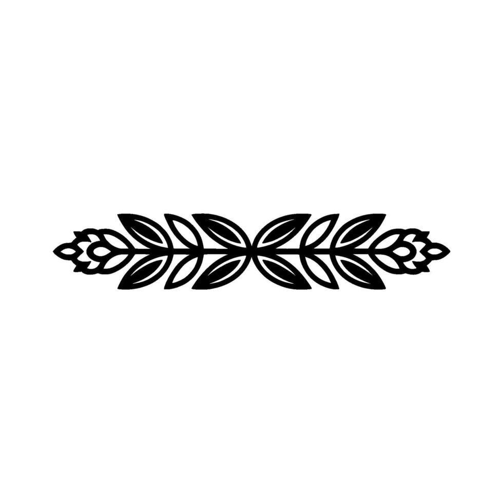 Minimalist Botanical Ornament Black Leaf on White Background vector