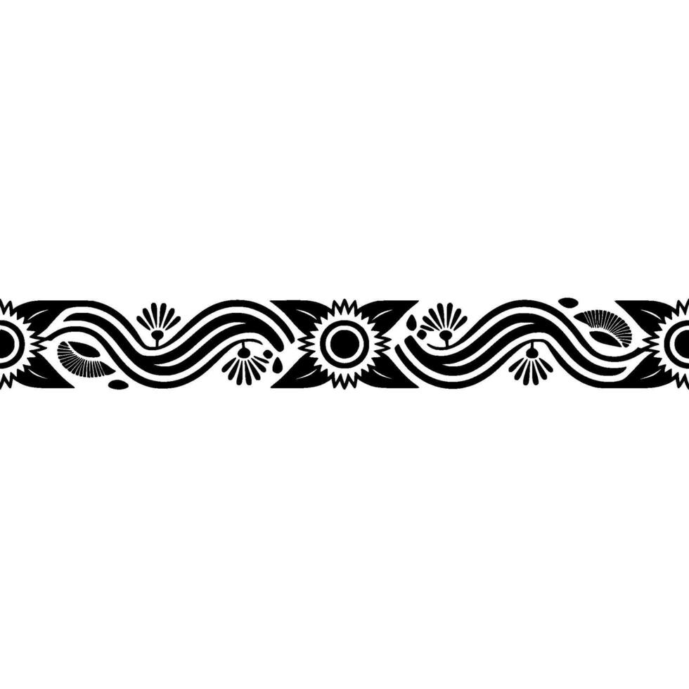 Black White Decorative Floral Border, Elegant Element vector