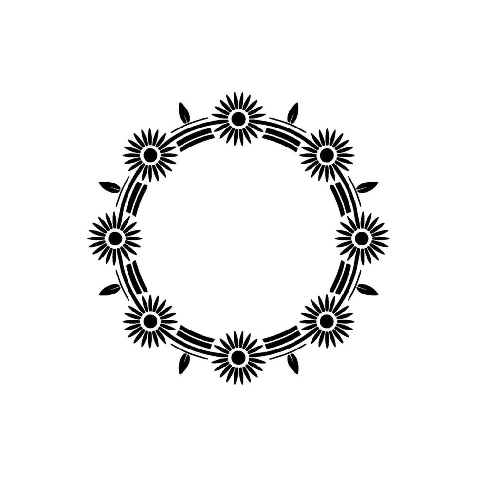 Minimalist Floral Wreath in Black and White - Decorative Element vector