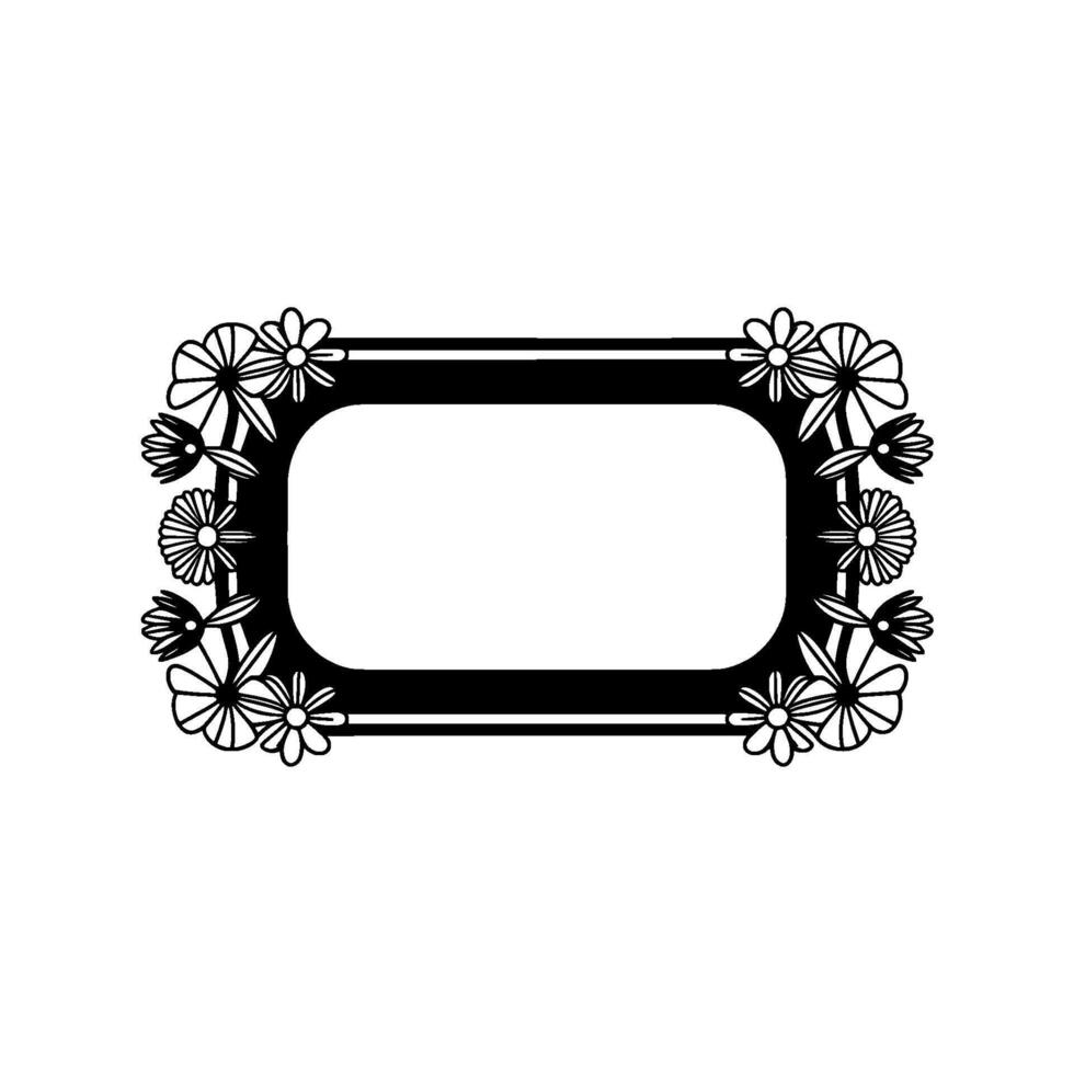 Floral Frame Black White, Minimalist Decorative vector