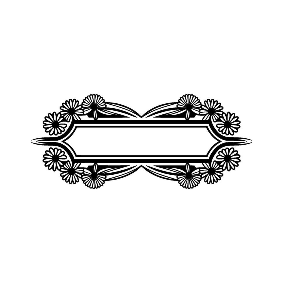 Floral Frame Illustration, Black and White, Elegant vector