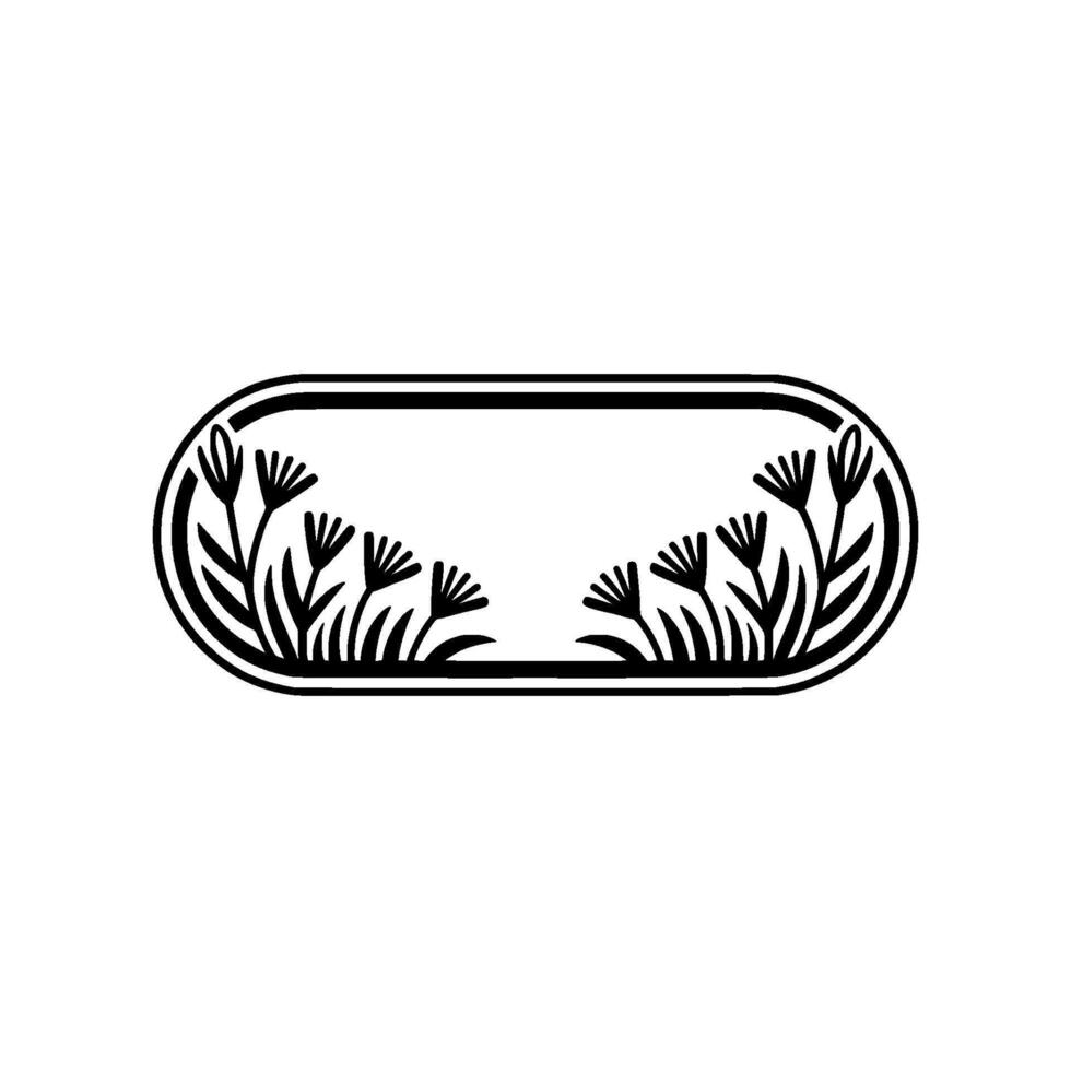 Elegant Minimalist Floral Frame for Text - Black and White vector