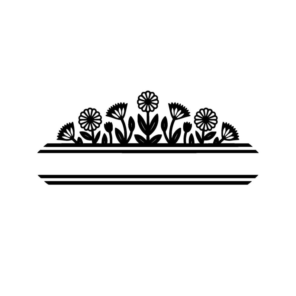 Elegant Floral Text Frame Black Silhouette on Gray Background vector