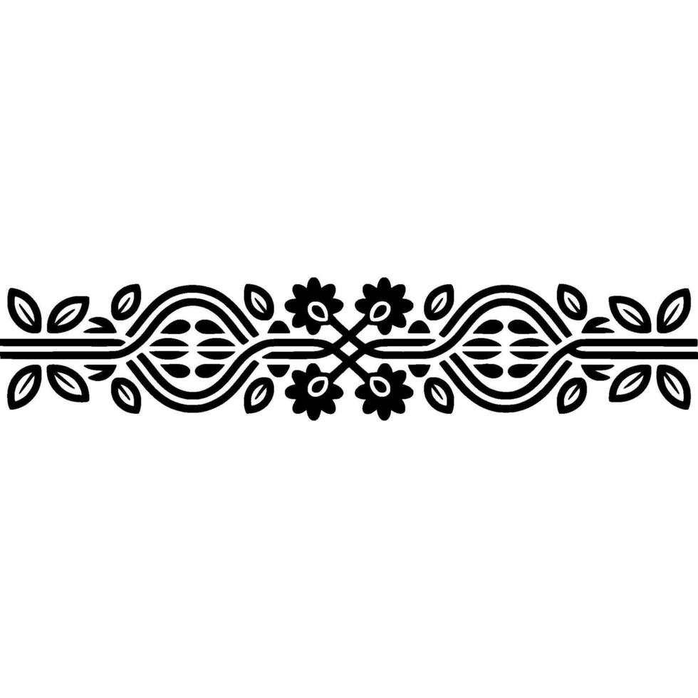 Minimalist Floral Border, Black White, Elegant Ornament vector