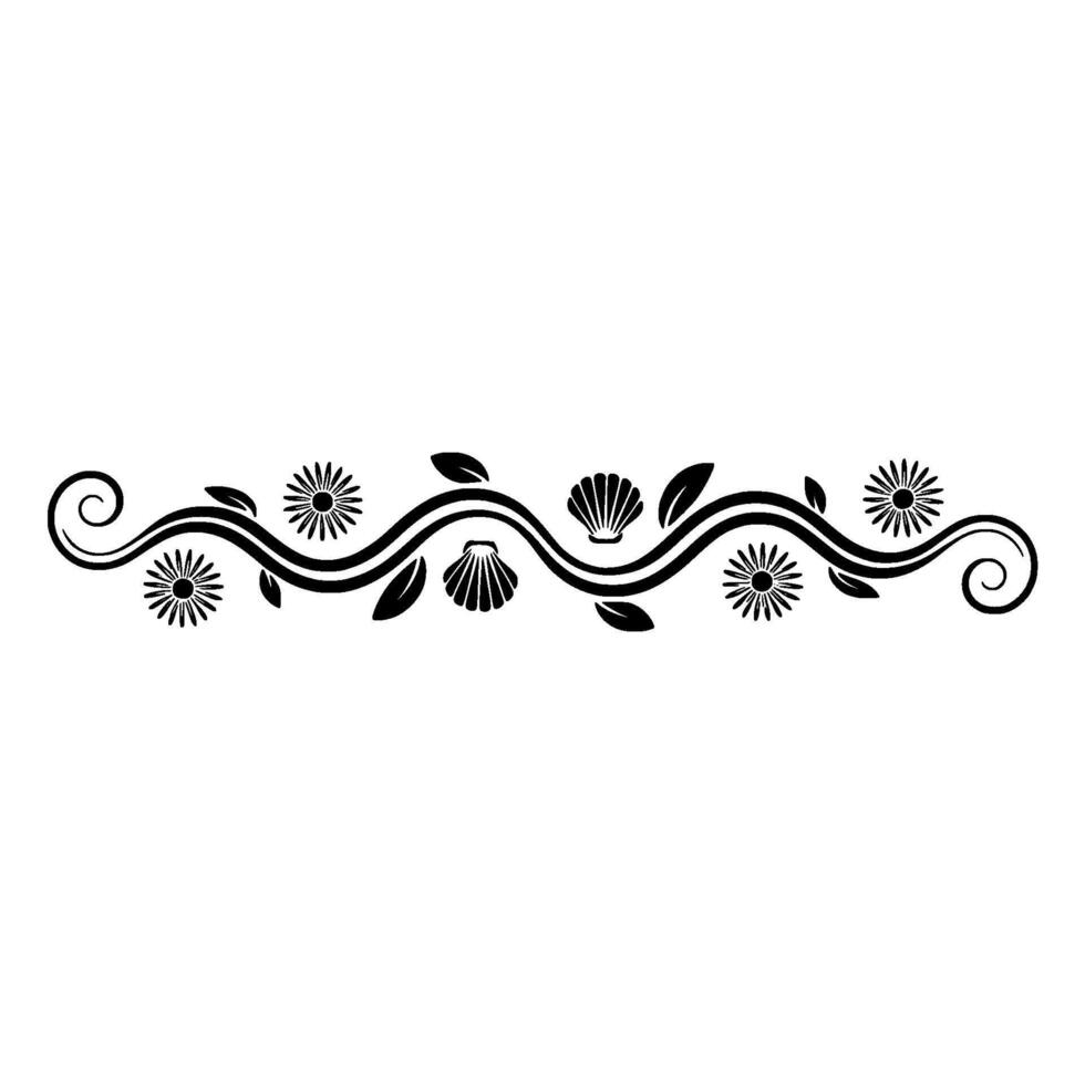 Elegant Coastal Border Decorative Black Elements vector