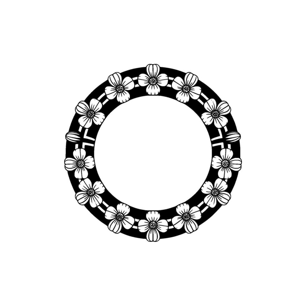 Daisy Floral Frame, Decorative Circle Border on White vector