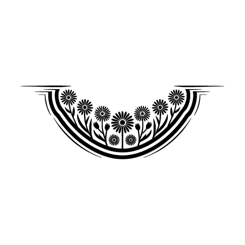Minimalist Floral Garland - Black and White, Ornamental, Decorative Element vector