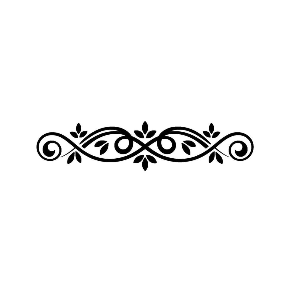Elegant Black Scroll Ornament with Leaves on White Background vector