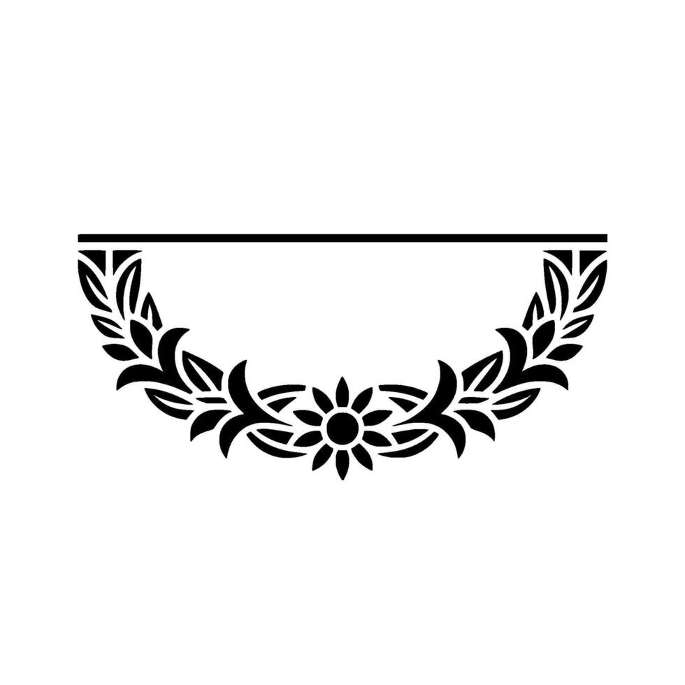 Elegant Black Floral Frame on White Background, Flower vector