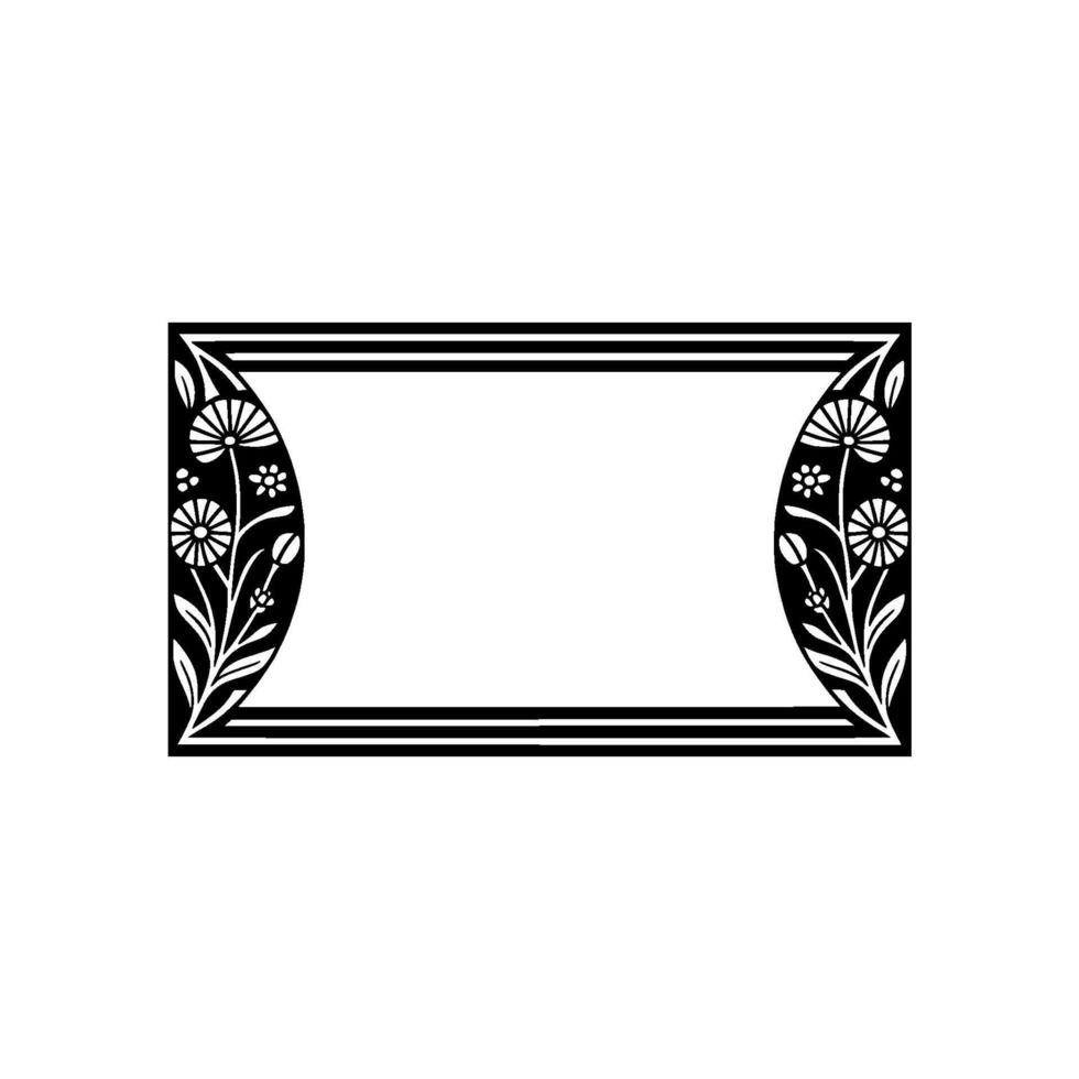 Elegant Floral Frame in Black and White, Art Nouveau Style - Art nouveau vector