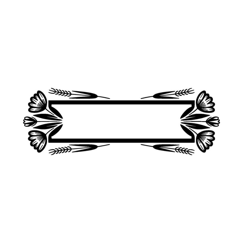 Elegant Floral Frame in Black White on Neutral Background vector