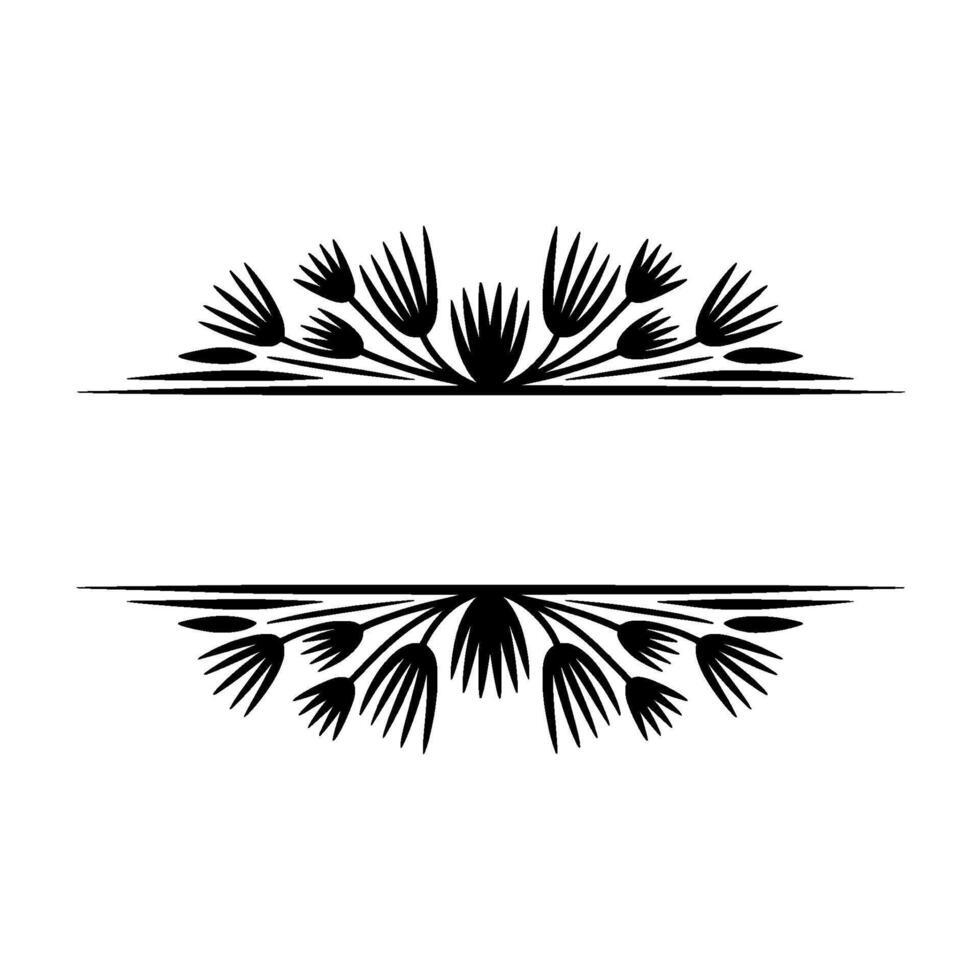 Elegant Floral Frame Silhouette in Black on White - Border vector
