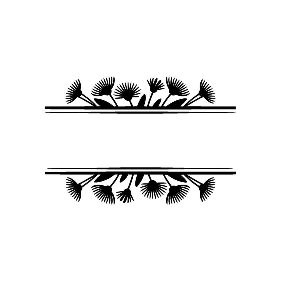 Minimalist Floral Frame in Black and White - Floral frame vector