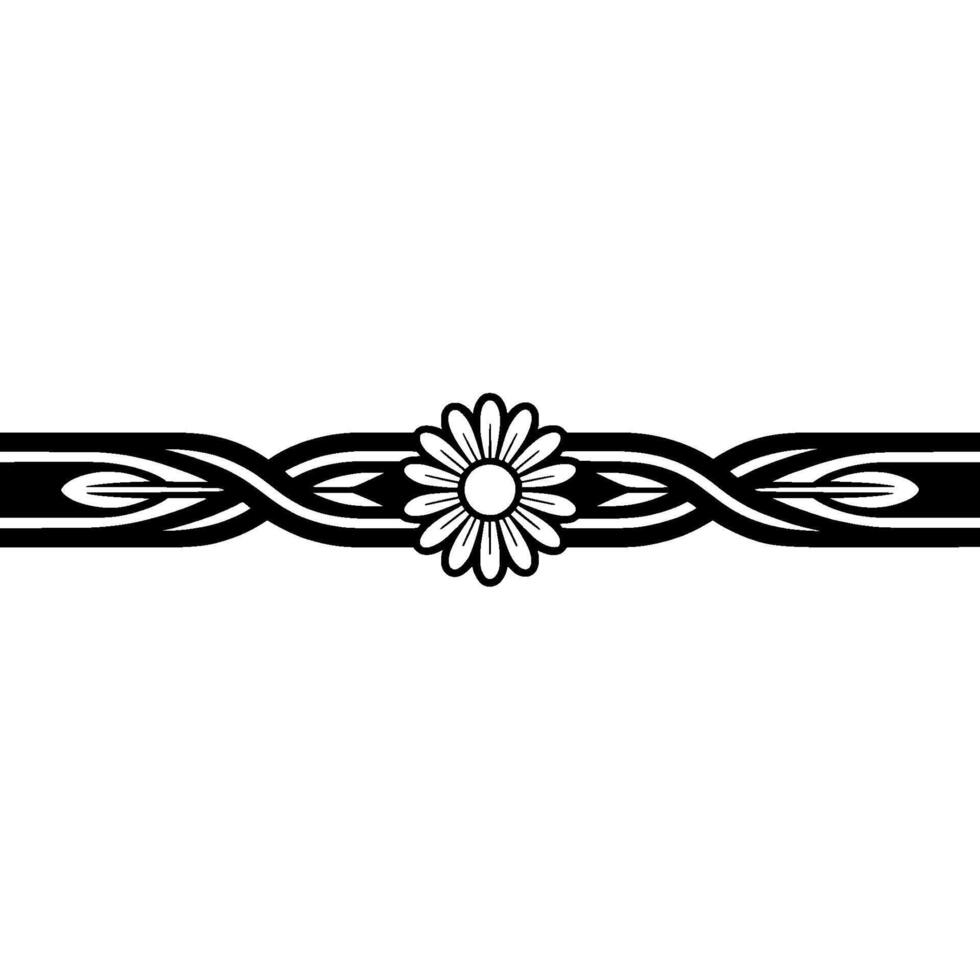 Elegant Daisy Floral Pattern Border Element in Black White vector