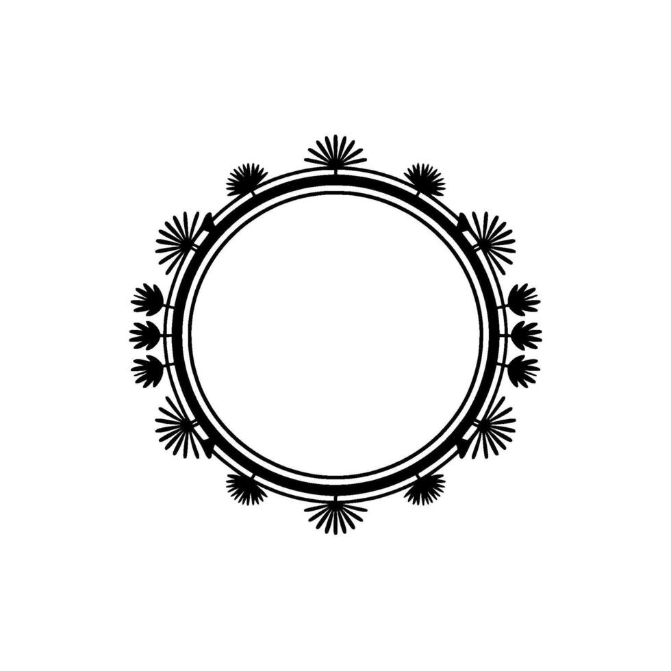 Elegant Circular Frame with Floral Accents on White Background vector