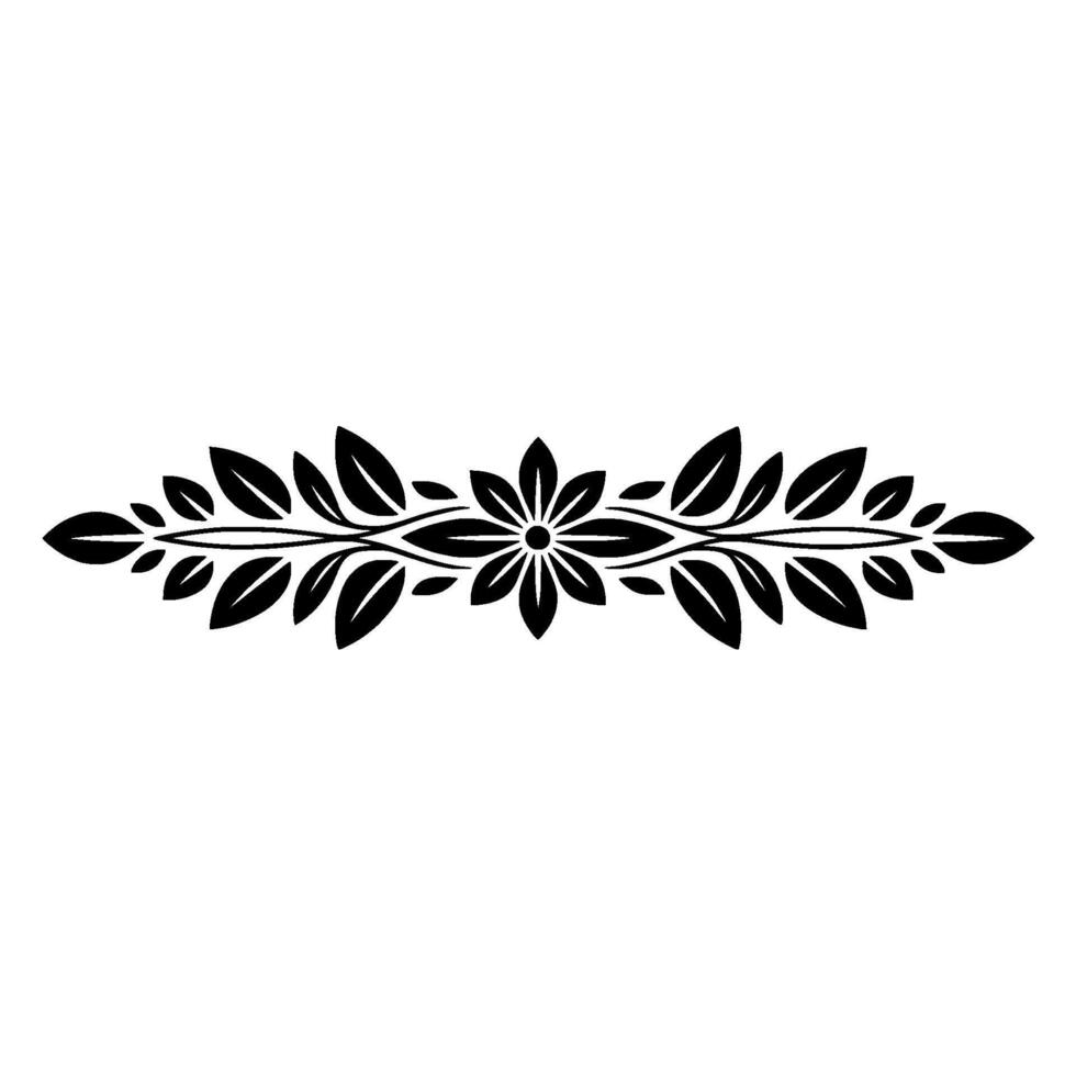 Elegant Black Floral Border on White Background, Stencil vector