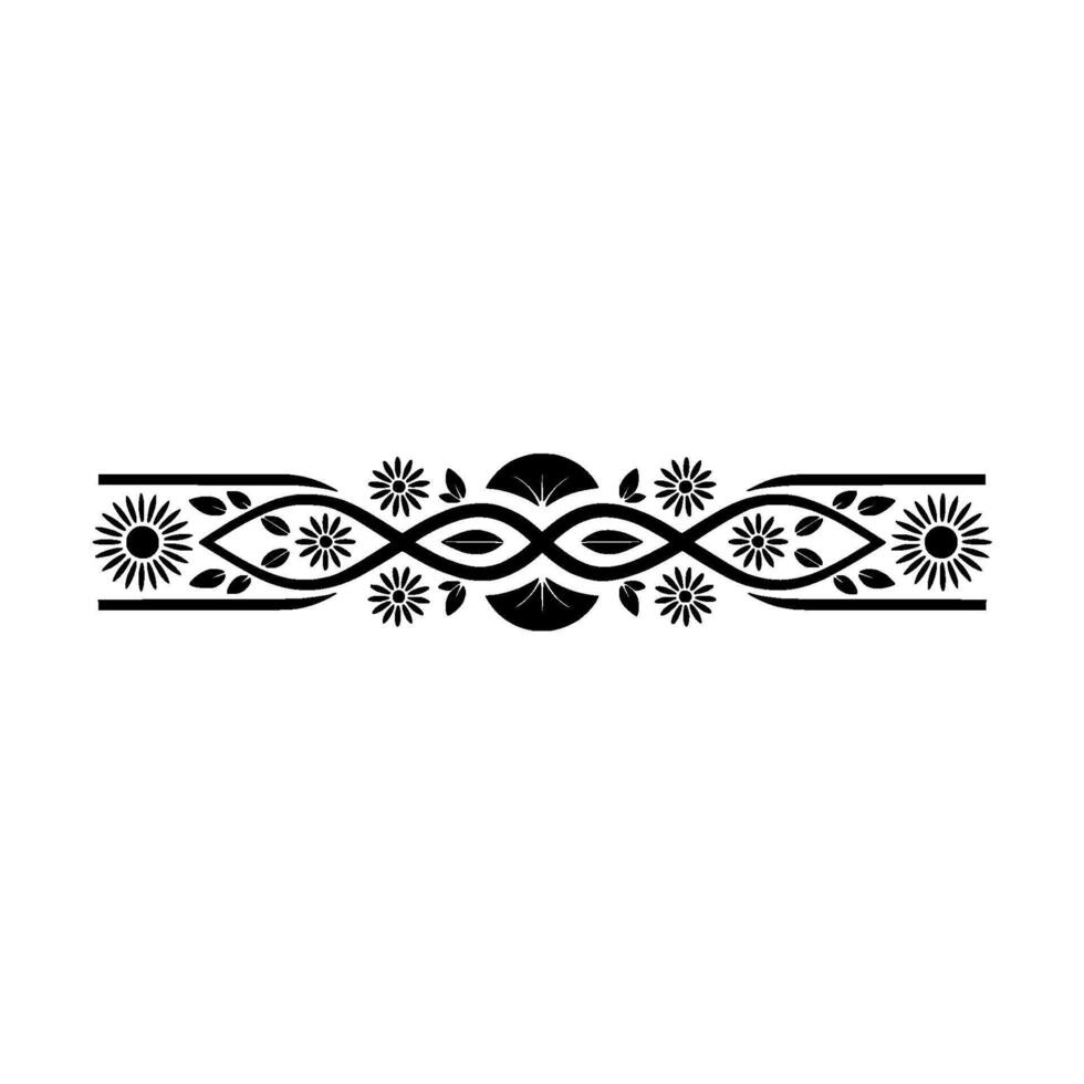 Elegant Floral Border in Black, Minimalist Style, Decorative Element vector